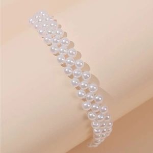 NEW•PEARL TRIPLE STRAND UNIQUE WOVEN BRACELET
